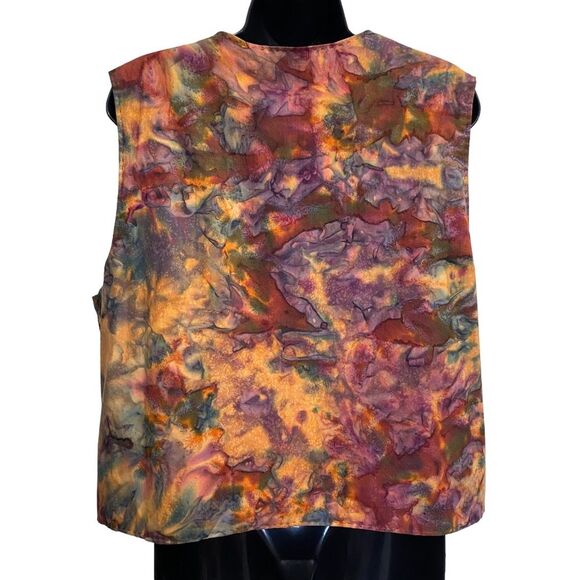 Hand Crafted Patchwork Tie-Dye Floral Print Bohemian One Button Vest Sz L/XL - Picture 6 of 16